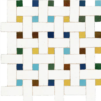 Mosaic House Moroccan tile Basketweave 26-10-15-19-18-13  Polar White Green Cobalt Blue Brown Yellow Light Turquoise  zellige, mosaic, zellij, field, pattern, glaze, simple, classic 